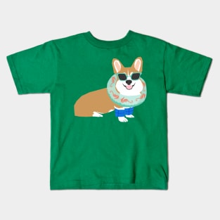 Swim Time Corgi Kids T-Shirt